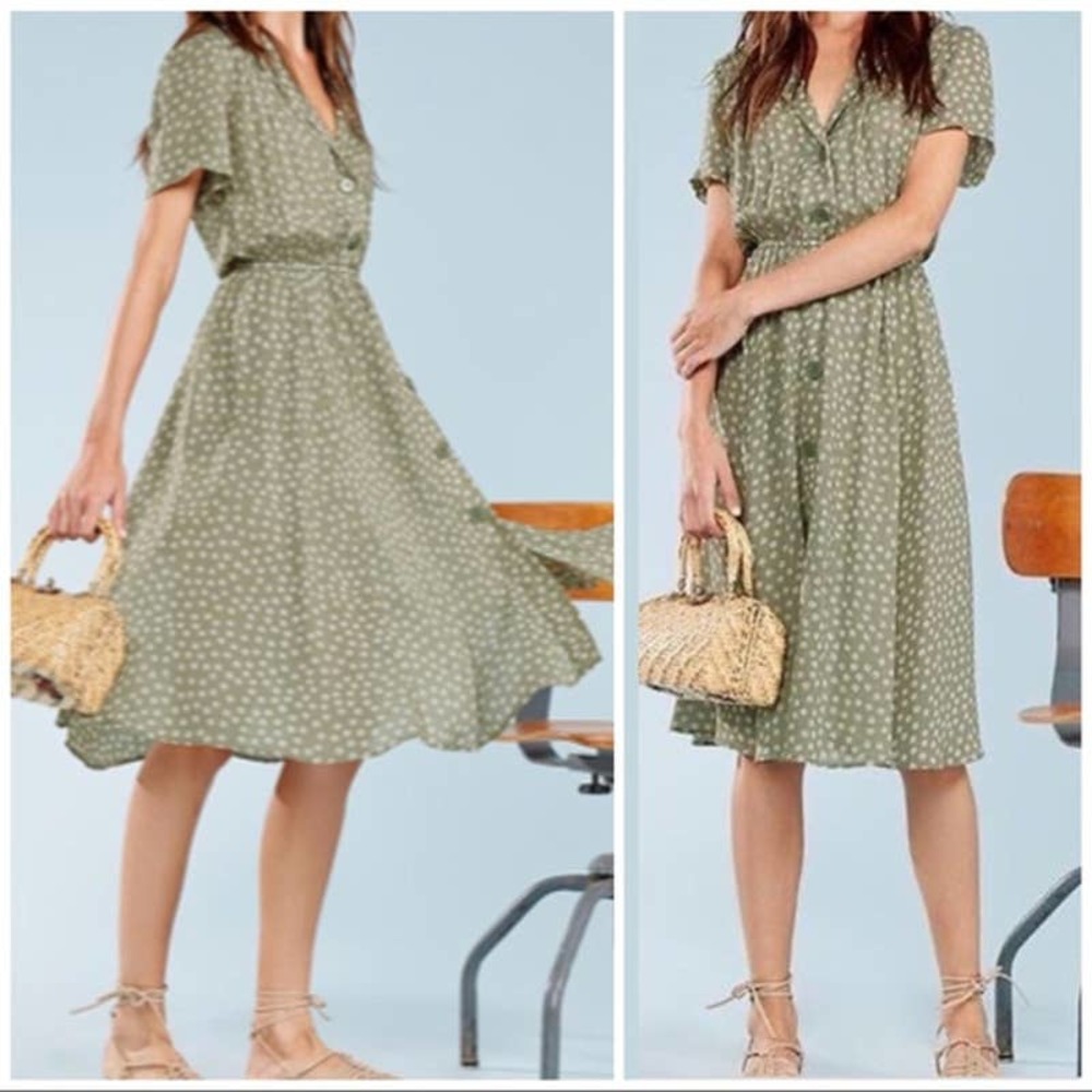 Reformation Marigold Daisy Floral Retro Collared Midi Dress SIze 0